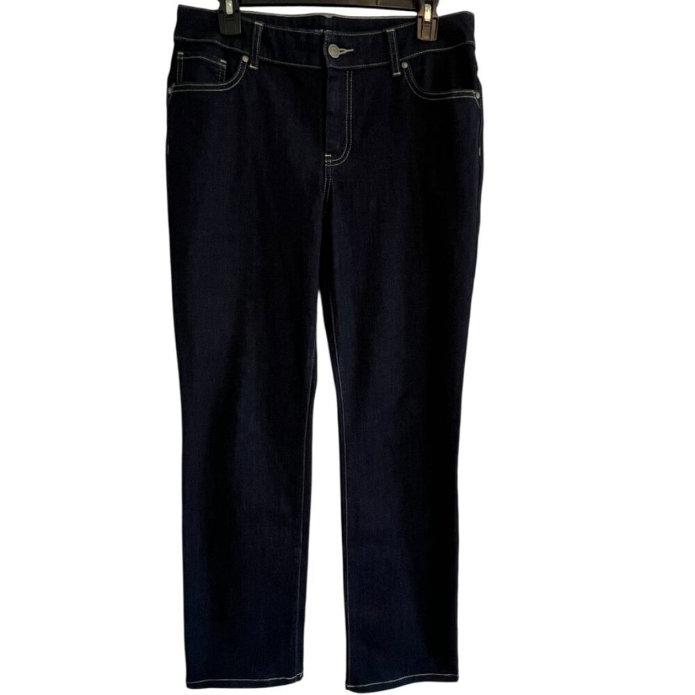 New Chico’s Straight Leg Dark Blue Jeans 1R 8 32x30 Regular Indigo Stretch